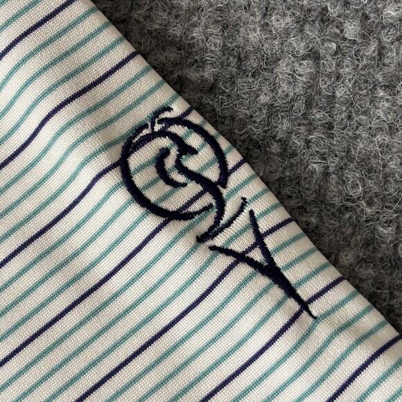 Holderness Bourne Polo Shirt Striped Size Medium w/Club logo - Picture 3 of 9